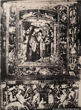 Sevilla, Alcázar, altar del Oratorio de los Reyes Católicos con azulejos pintados obra de Niculoso Pisano. Reynoso.