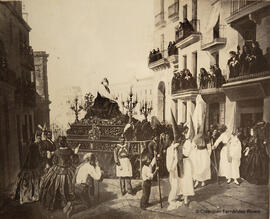 Reproducción del óleo de Manuel Cabral Aguado-Bejarano titulado "Paso de San Elías de la Hermandad de Montserrat". Francisco Leygonier.