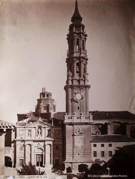 Zaragoza, Catedral o iglesia de la Seo, fachada principal. J. Laurent y Cia.