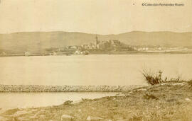 Hondarribia (Guipúzcoa), panorámica desde la orilla derecha del Bidasoa. Autor desconocido.