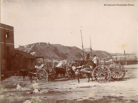 Málaga, carros en el muelle del puerto. Autor desconocido.