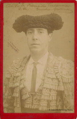 Barcelona, retrato del torero Eusebio Martínez con dedicatoria. A. Torija.