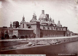 Zaragoza, Basílica del Pilar vista desde el Puente de piedra . J. Laurent y Cia.