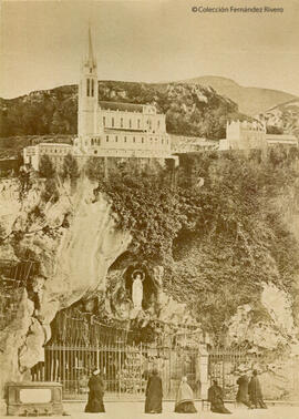 Lourdes (Francia), Basílica de la Inmaculada Concepción y gruta. Autor desconocido.