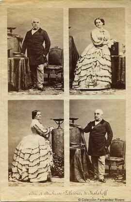 París, cuatro retratos de los duques de Malakoff: Sofía Valera y Aimable Pelissier. Disdéri.