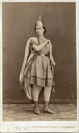 Madrid, retrato de Eleonora Grossi, cantante lírica caracterizada en Semiramide, Teatro Real de Madrid. Temporada 1864-65. E. Juliá.
