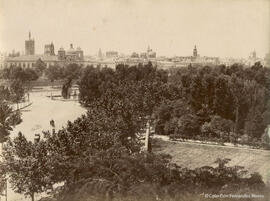 Valencia, Jardines del Real junto al río Turia y Puente Real. Fotógrafo desconocido.