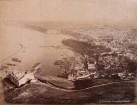 Orán (Argelia), panorámica de la ciudad y el puerto desde la fortaleza de Santa Cruz. Neurdein