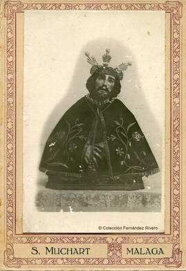 Málaga, Reproducción de una imagen del Cristo de los Afligidos conservada en la iglesia de San felipe Neri. S. Muchart.