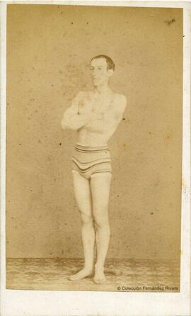 Gerona, retrato de un hombre en bañador de una pieza corta. Joaquín Masaguer.