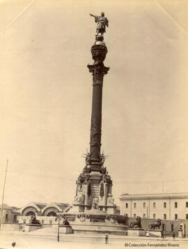 Barcelona, monumento a Cristobal Colón en la plaza del Portal de la Paz. Léon et Lévy.