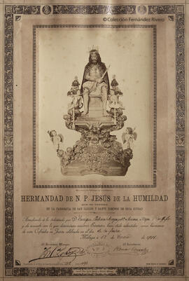 Málaga, reproducción de la imagen de Jesús de la Humildad, de la Hermandad del mismo nombre. Fotógrafo desconocido.