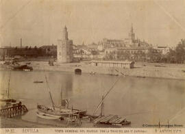 Sevilla, Muelle en el río Guadalquivir y Torre del Oro. R. Anson y Cia.