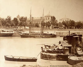 Sevilla, río Guadalquivir y Palacio de San Telmo. Léon et Lévy.