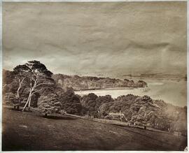Devonport, Plymouth, Reino Unido, campiña con arboleda y el río Tamar. Autor desconocido.