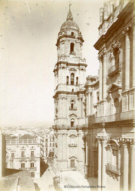 Málaga, Torre de la Catedral y Palacio del Obispo. Autor desconocido.