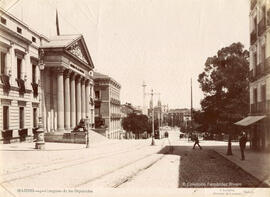 Madrid, Carrera de San Jerónimo con el edificio del Congreso de los Diputados. José Lacoste.