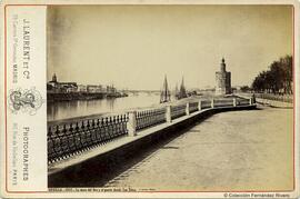 Sevilla, Torre del Oro y el puerto desde San Telmo. J. Laurent.