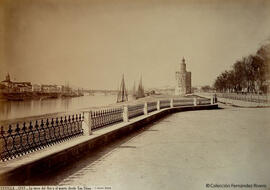 Sevilla, la Torre del Oro y el puerto desde San Telmo. J. Laurent.