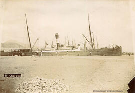 Málaga, barco de vapor en el puerto. E. Gálvez.