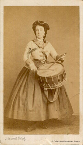 Madrid,  la mezosoprano Émilie de Méric-Lablache, en la ópera "La figlia del regimmento", Teatro Real de Madrid en la temporada 1860/1861. J. Laurent.