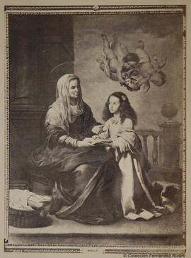 Reproducción del óleo de Murillo titulado "Santa Ana enseñando a leer a la Virgen" hoy en el Museo del Prado. Jean Laurent.