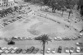 Plaza de la Marina. Obras de remodelación. Septiembre de 1963. Málaga, España.