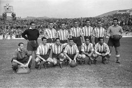 Partido CD Málaga, 1; Hércules de Alicante CF, 0. 10 de abril de 1949. Estadio de la Rosaleda. Málaga, España. Alineación del CD Málaga.