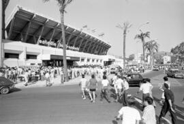 Estadio de fútbol La Rosaleda. Nueva fachada. Málaga. Septiembre de 1983.  Málaga, España.
