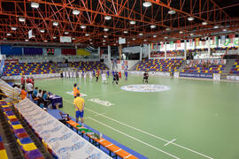 Salto a pista de los equipos. Partido Ucrania contra Eslovaquia. 14º Campeonato del Mundo Universitario de Fútbol Sala 2014 (FUTSAL). Antequera. Julio de 2014