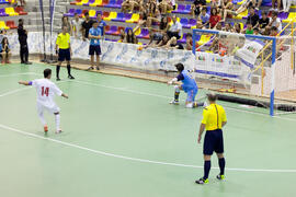 Partido España contra Bielorrusia. 14º Campeonato del Mundo Universitario de Fútbol Sala 2014 (FUTSAL). Antequera. Julio de 2014