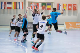 Partido Universidad Duisburg-Essen - Universidad de Rzeszow. Categoría masculina. Campeonato Europeo Universitario de Balonmano. Antequera. Julio de 2017