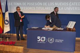 Toma de posesión de Sergio Postigo Pozo como profesor titular del Área de Ingeniería Mecánica de la Universidad de Málaga. Paraninfo. Diciembre de 2022