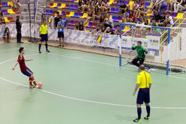 Partido España contra Bielorrusia. 14º Campeonato del Mundo Universitario de Fútbol Sala 2014 (FUTSAL). Antequera. Julio de 2014