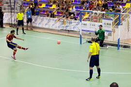 Partido España contra Bielorrusia. 14º Campeonato del Mundo Universitario de Fútbol Sala 2014 (FUTSAL). Antequera. Julio de 2014