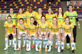 Jugadoras de Brasil. Partido Brasil contra Rusia. 14º Campeonato del Mundo Universitario de Fútbol Sala 2014 (FUTSAL). Antequera. Julio de 2014