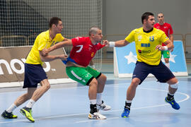 Partido Rumanía - Portugal. Categoría masculina. Campeonato del Mundo Universitario de Balonmano. Antequera. Junio de 2016