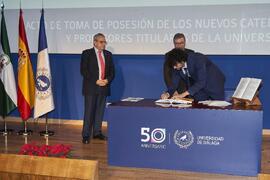 Toma de posesión de Luis Alejandro López Agudo como profesor titular del Área de Economía Aplicada de la Universidad de Málaga. Paraninfo. Diciembre de 2022