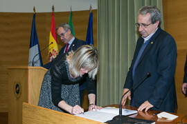 Toma de posesión de Inmaculada de las Peñas Cabrera como nueva profesora titular del Departamento de Matemática Aplicada de la Universidad de Málaga. Edificio del Rectorado. Marzo de 2017