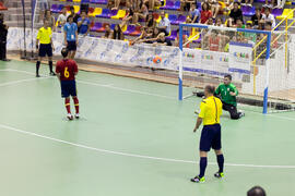 Partido España contra Bielorrusia. 14º Campeonato del Mundo Universitario de Fútbol Sala 2014 (FUTSAL). Antequera. Julio de 2014