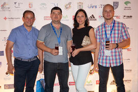 Entrega de premios, de parte de FISU, de la Universidad de Málaga, del ayuntamiento de Antequera y del Comité Organizador. 14º Campeonato del Mundo Universitario de Fútbol Sala 2014 (FUTSAL). Antequera. Julio de 2014