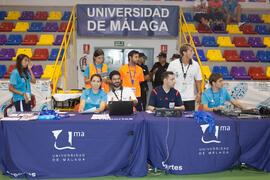 Árbitros y voluntarios. Partido Ucrania contra Eslovaquia. 14º Campeonato del Mundo Universitario de Fútbol Sala 2014 (FUTSAL). Antequera. Julio de 2014