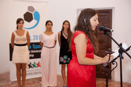 Entrega de premios, de parte de FISU, de la Universidad de Málaga, del ayuntamiento de Antequera y del Comité Organizador. 14º Campeonato del Mundo Universitario de Fútbol Sala 2014 (FUTSAL). Antequera. Julio de 2014