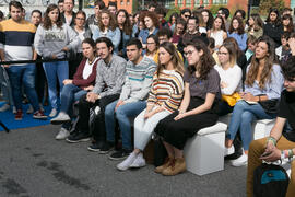 Asistentes al taller literario con Rayden. II Día del Estudiante. Campus de Teatinos. Octubre de ...