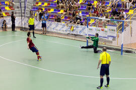 Partido España contra Bielorrusia. 14º Campeonato del Mundo Universitario de Fútbol Sala 2014 (FUTSAL). Antequera. Julio de 2014