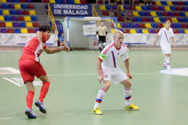 Partido Irán contra Rusia. 14º Campeonato del Mundo Universitario de Fútbol Sala 2014 (FUTSAL). Antequera. Julio de 2014