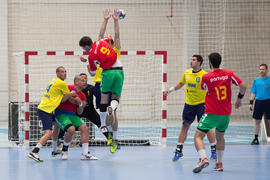 Partido Rumanía - Portugal. Categoría masculina. Campeonato del Mundo Universitario de Balonmano. Antequera. Junio de 2016