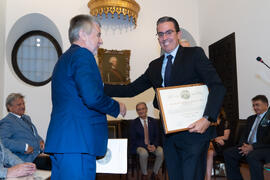 Entrega del título Socio de Honor a la Fundación Unicaja. 230º Aniversario de la Sociedad Económica Amigos del País. Plaza de la Constitución. Septiembre de 2019