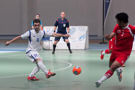 Partido Azerbaiyán contra Omán. 14º Campeonato del Mundo Universitario de Fútbol Sala 2014 (FUTSAL). Antequera. Julio de 2014