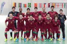 Jugadores de Portugal. Partido Portugal contra Irán. 14º Campeonato del Mundo Universitario de Fútbol Sala 2014 (FUTSAL). Antequera. Julio de 2014